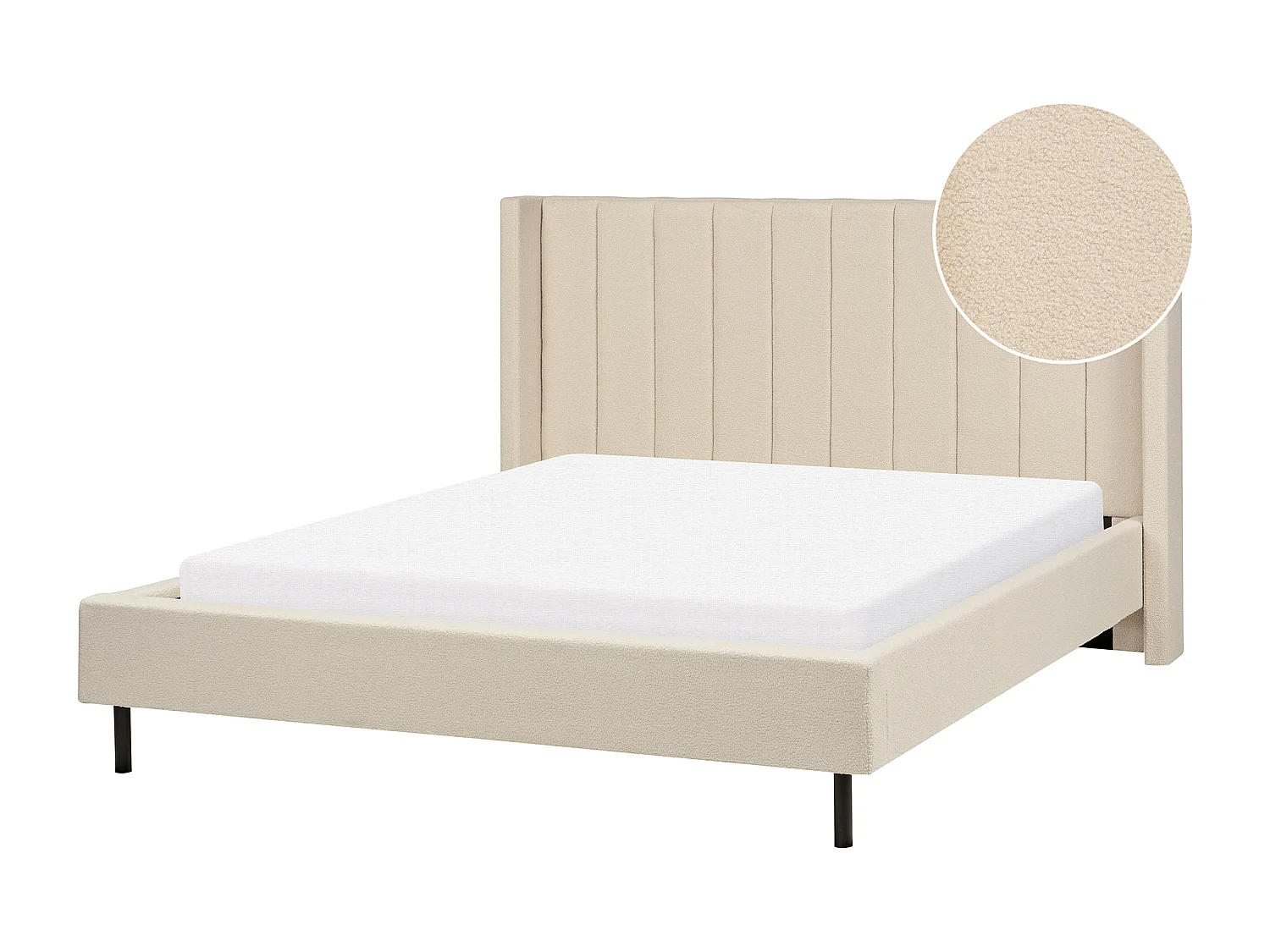 Bed bouclé beige 160 x 200 cm VILLETTE