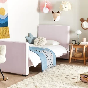 Bed fluweel roze 90 x 200 cm TEENIE Bed fluweel roze 90 x 200 cm TEENIE
