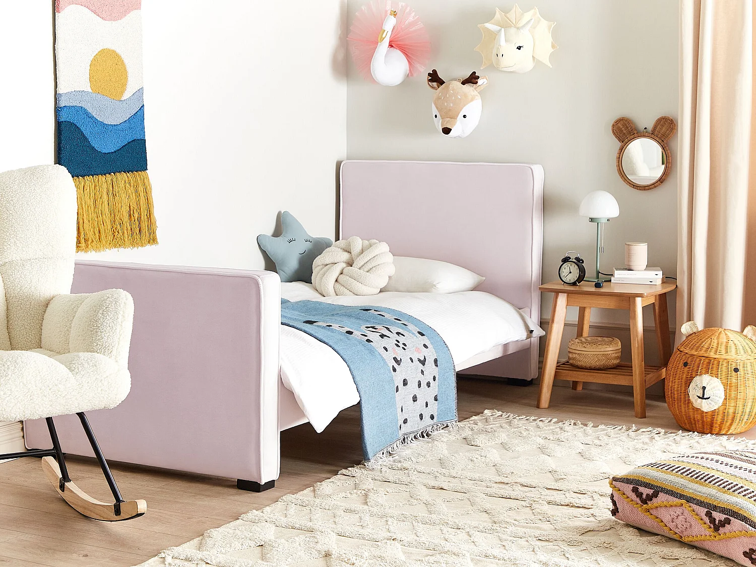 Bed fluweel roze 90 x 200 cm TEENIE