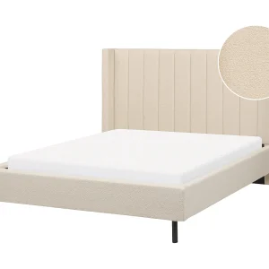 Bed bouclé beige 140 x 200 cm VILLETTE