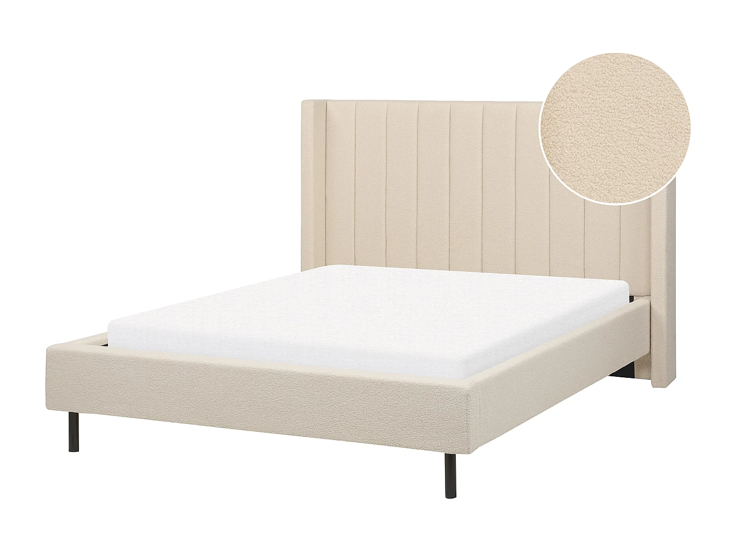 Bed bouclé beige 140 x 200 cm VILLETTE