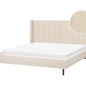 Bed bouclé beige 180 x 200 cm VILLETTE