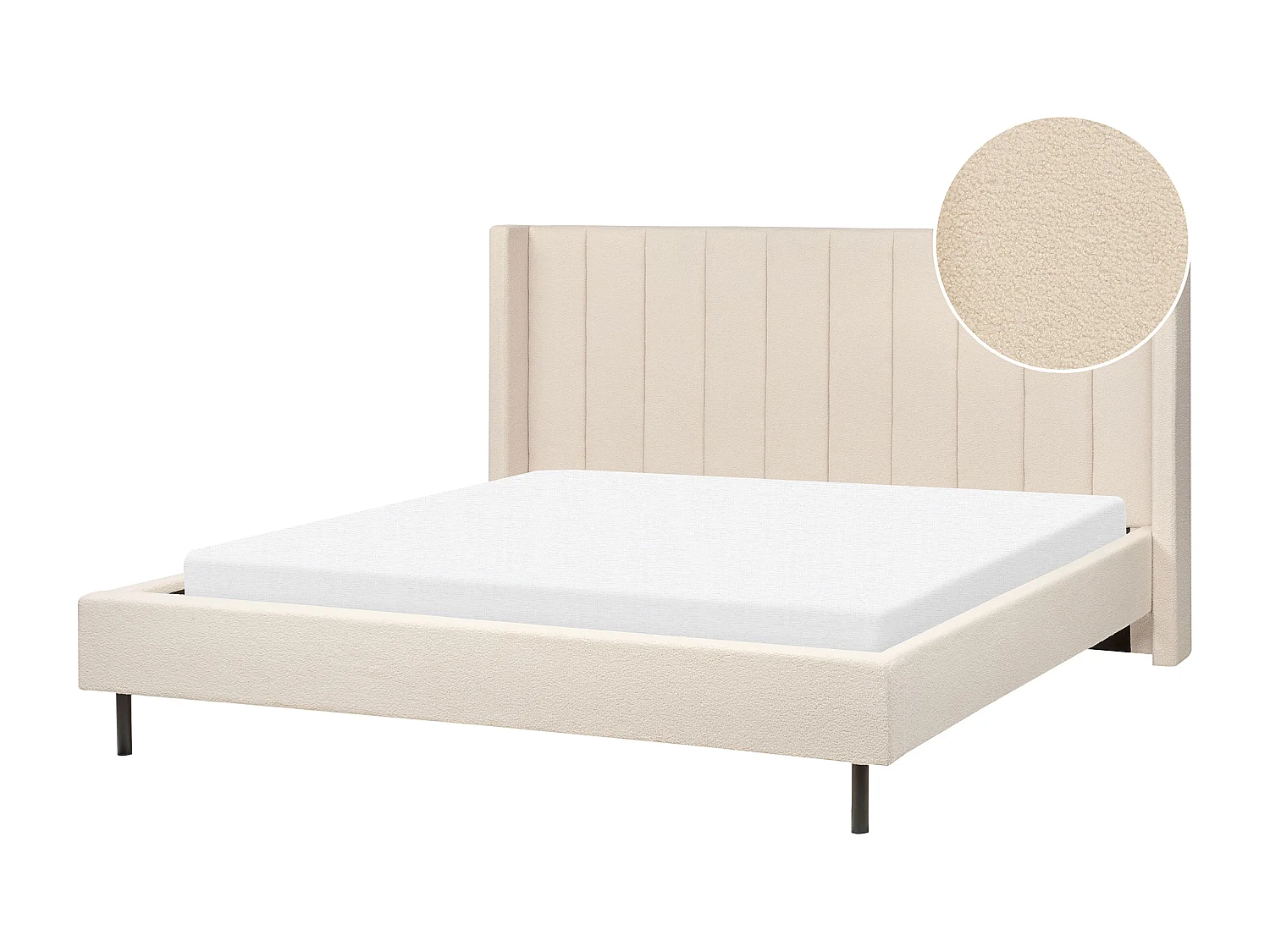 Bed bouclé beige 180 x 200 cm VILLETTE