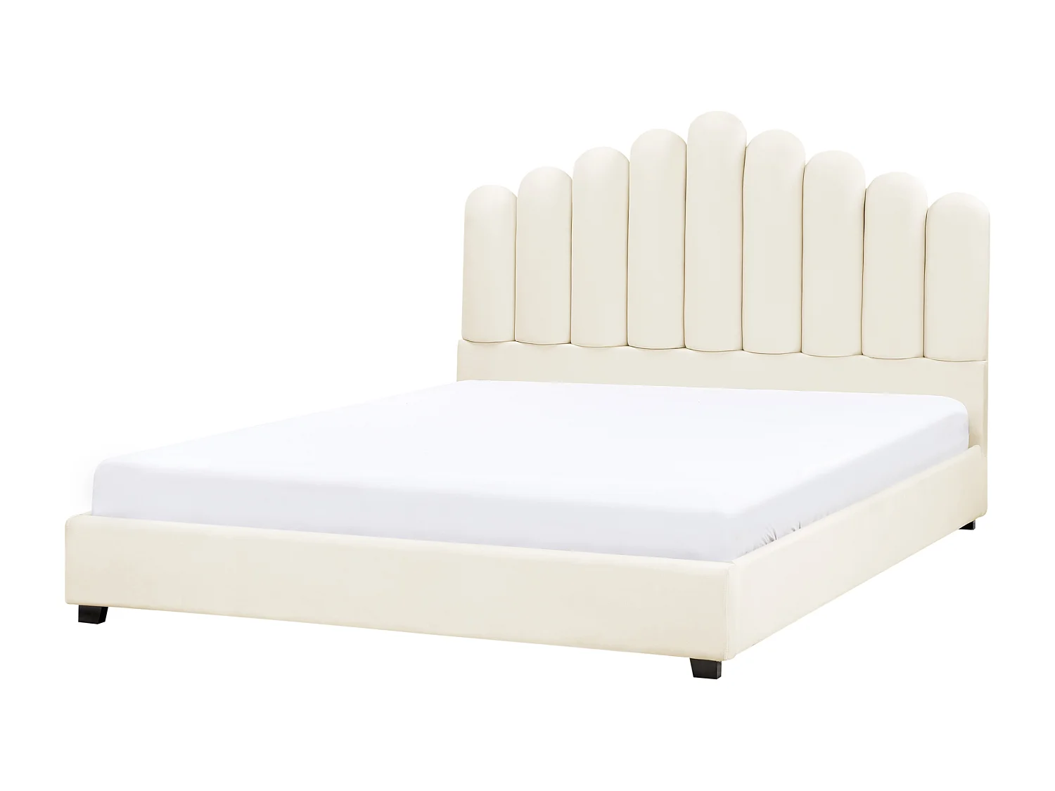 Bed Fluweel VINCENNES 180 x 200 cm Gebroken wit