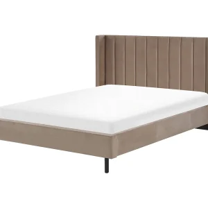 Bed fluweel taupe 160 x 200 cm VILETTE Bed fluweel taupe 160 x 200 cm VILETTE