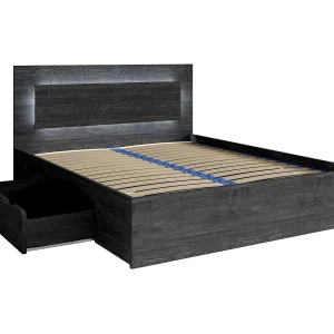 Bedset VELTIS 160×200 cm inclusief bedbodem – LED-hoofdbord – Zwart essen – Matras niet inbegrepen Bedset VELTIS 160×200 cm inclusief bedbodem – LED-hoofdbord – Zwart essen – Matras niet inbegrepen