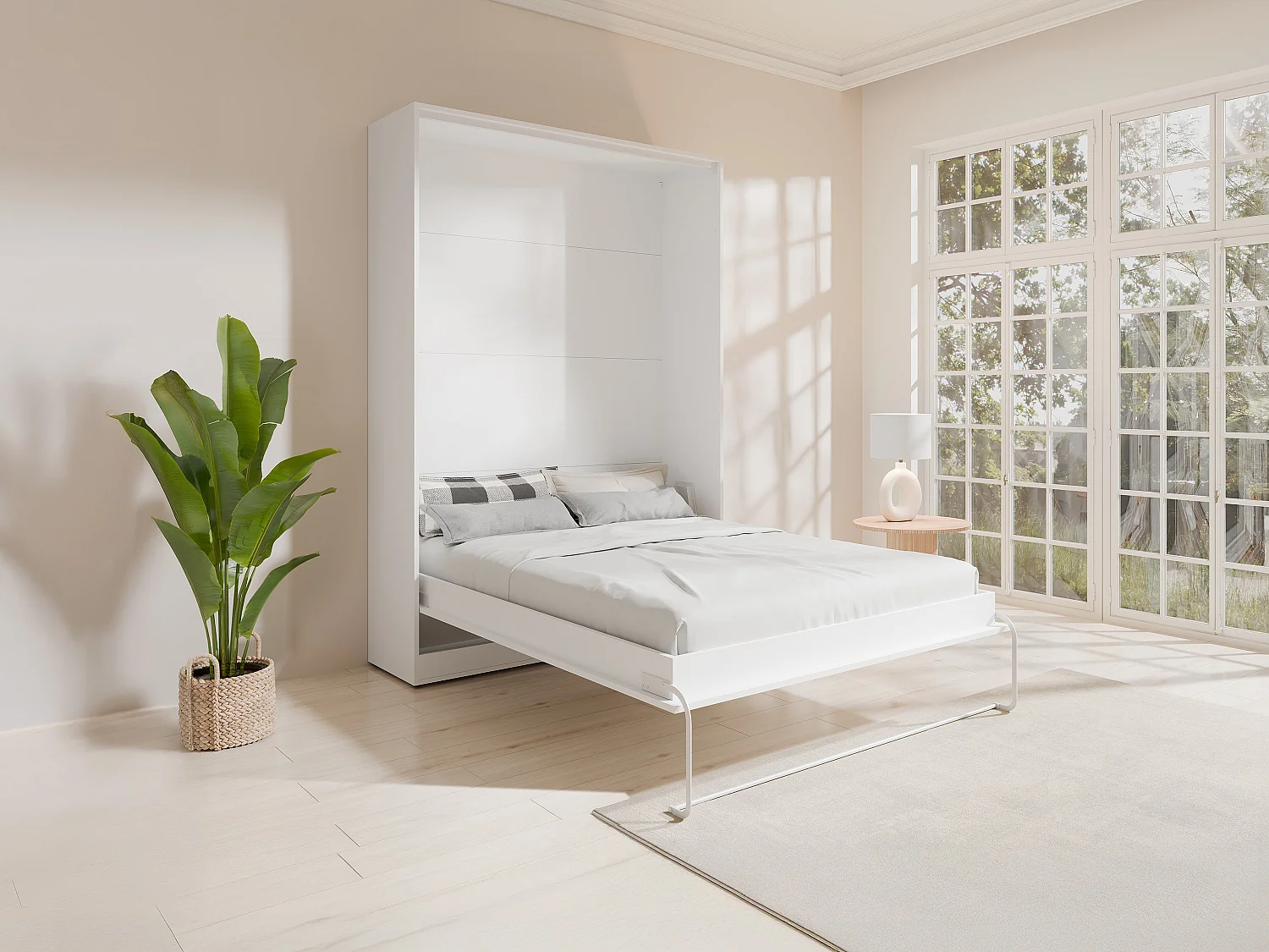 Opklapwandbe verticale opening 140 x 200 cm wit - BEGANIO