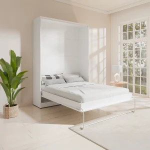 Opklapbaar bed verticale opening 160 x 200 cm wit – BEGANIO Opklapbaar bed verticale opening 160 x 200 cm wit – BEGANIO