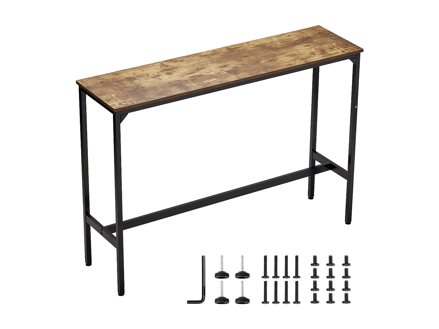 Bar Tafel SucceBuy, 139.7×38.1×99.1cm, Hoge Tafel met Stevige Metalen Structuur, Smalle Lange Bureau voor Cocktails, Gemakkelijk te Monteren