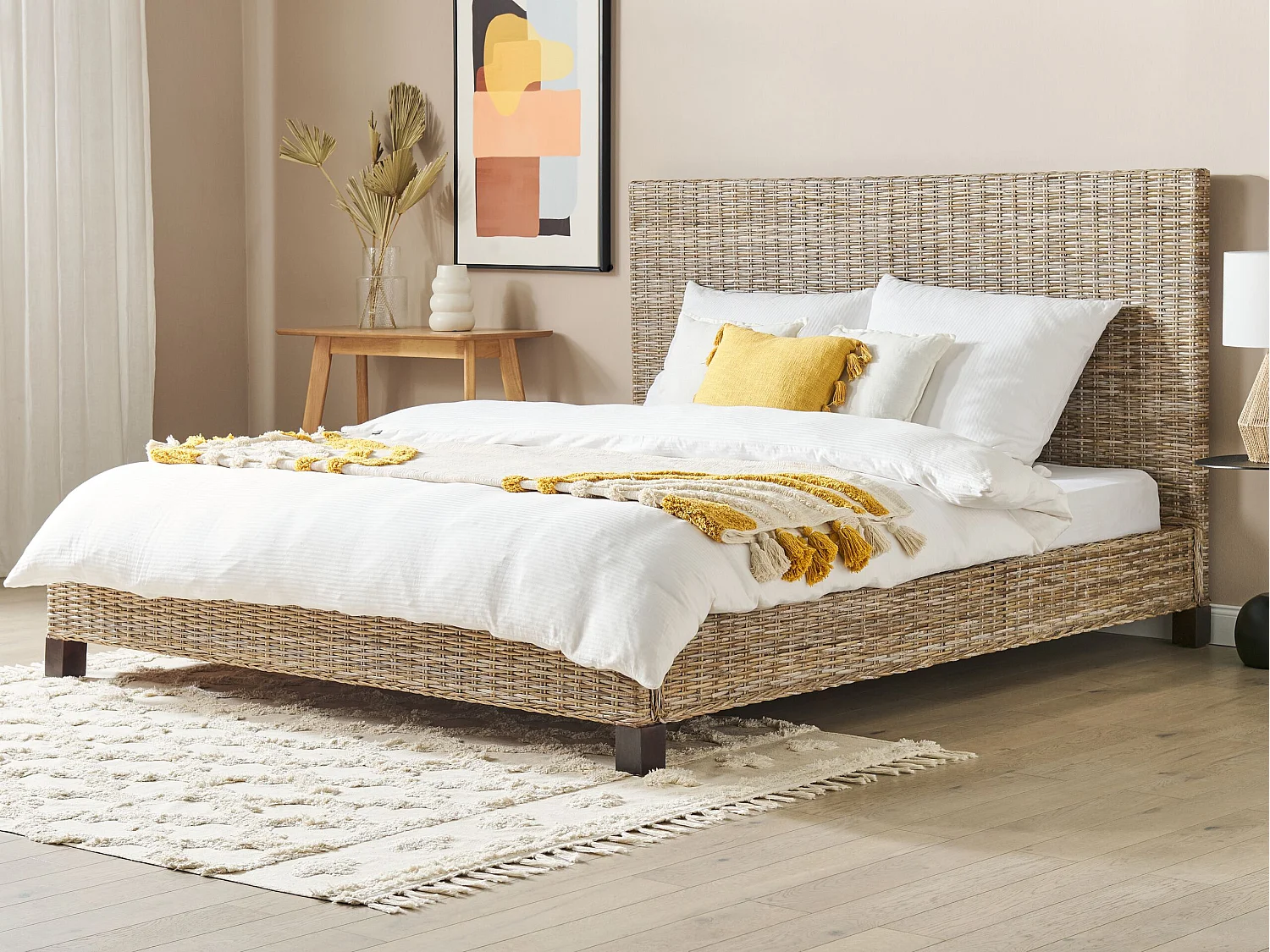 Bed rotan lichtbruin 180 x 200 cm SALBRIS