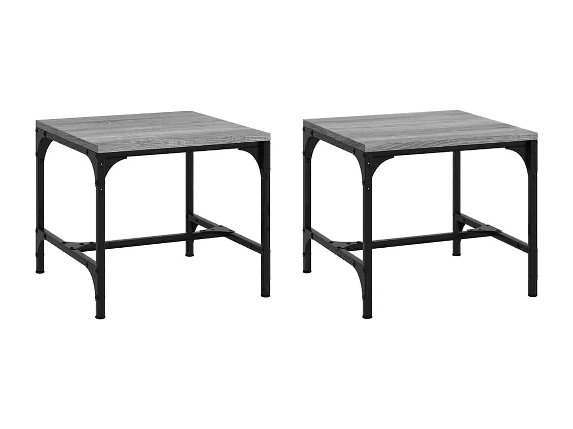 Bijzettafel | Salontafel | Woonkamertafel 2 st 40x40x35 cm bewerkt hout grijs sonoma eiken