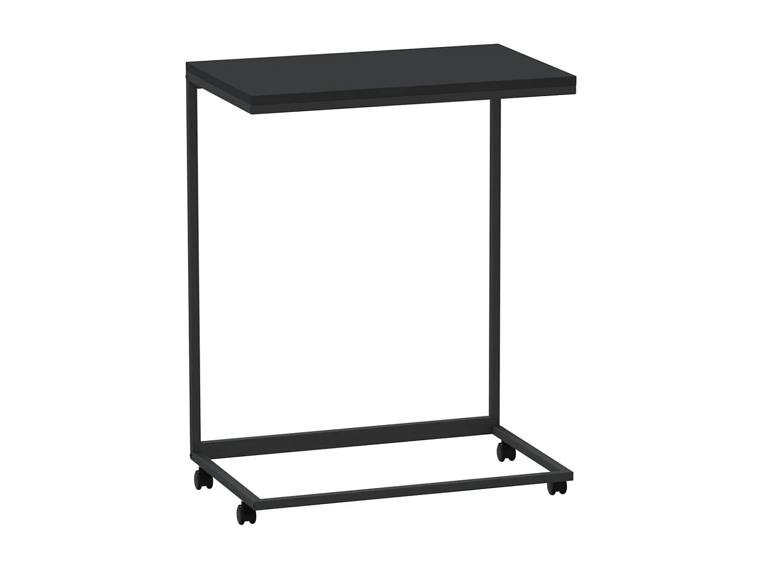 Bijzettafel | Salontafel | Woonkamertafel met wieltjes 55x35x70 cm bewerkt hout zwart