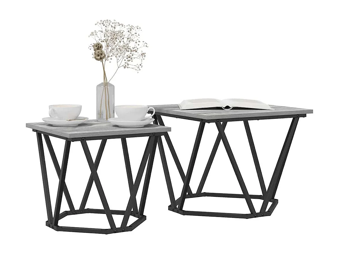 Bijzettafel Set van 2 | Salontafel Grijs sonoma 50 x 50 x 40 cm