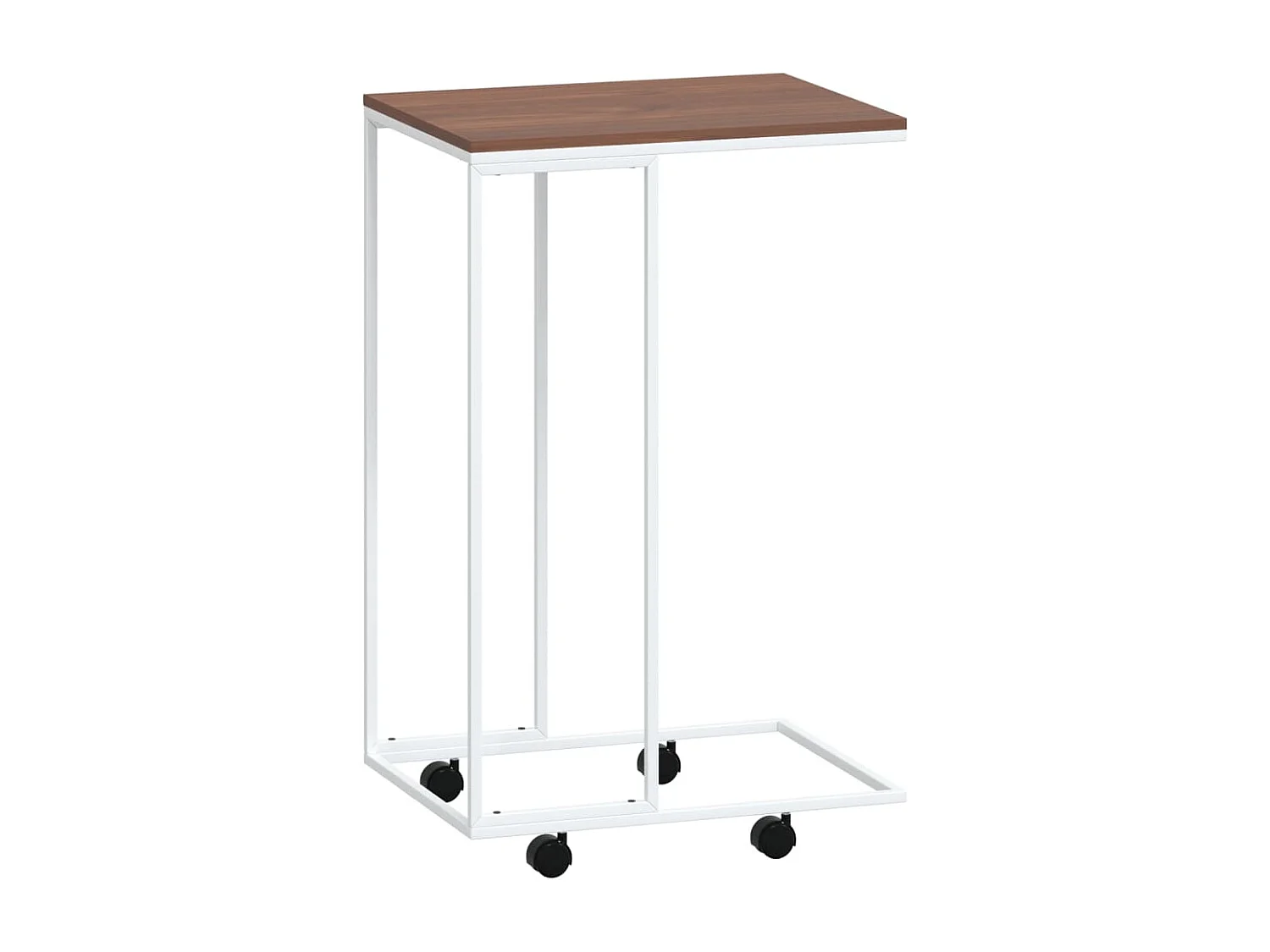 Bijzettafel | Salontafel | Woonkamertafel met wieltjes 40x30x63,5 bewerkt hout wit en bruin