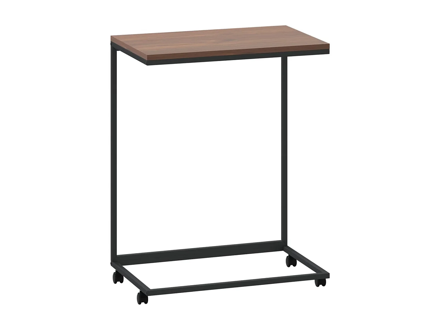 Bijzettafel | Salontafel | Woonkamertafel met wieltjes 55x35x70 cm bewerkt hout zwart