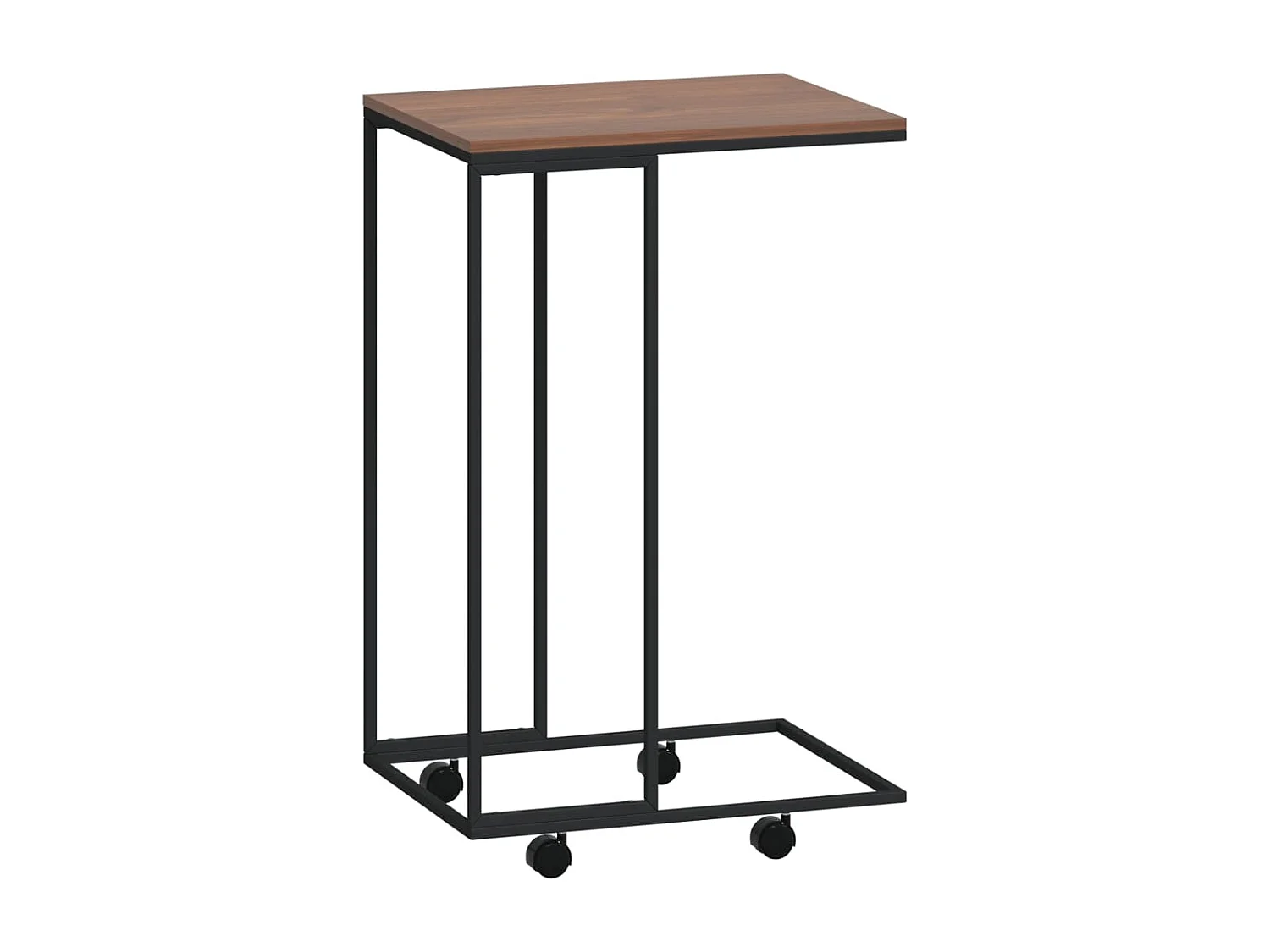 Bijzettafel | Salontafel | Woonkamertafel met wieltjes 40x30x63,5 bewerkt hout zwart