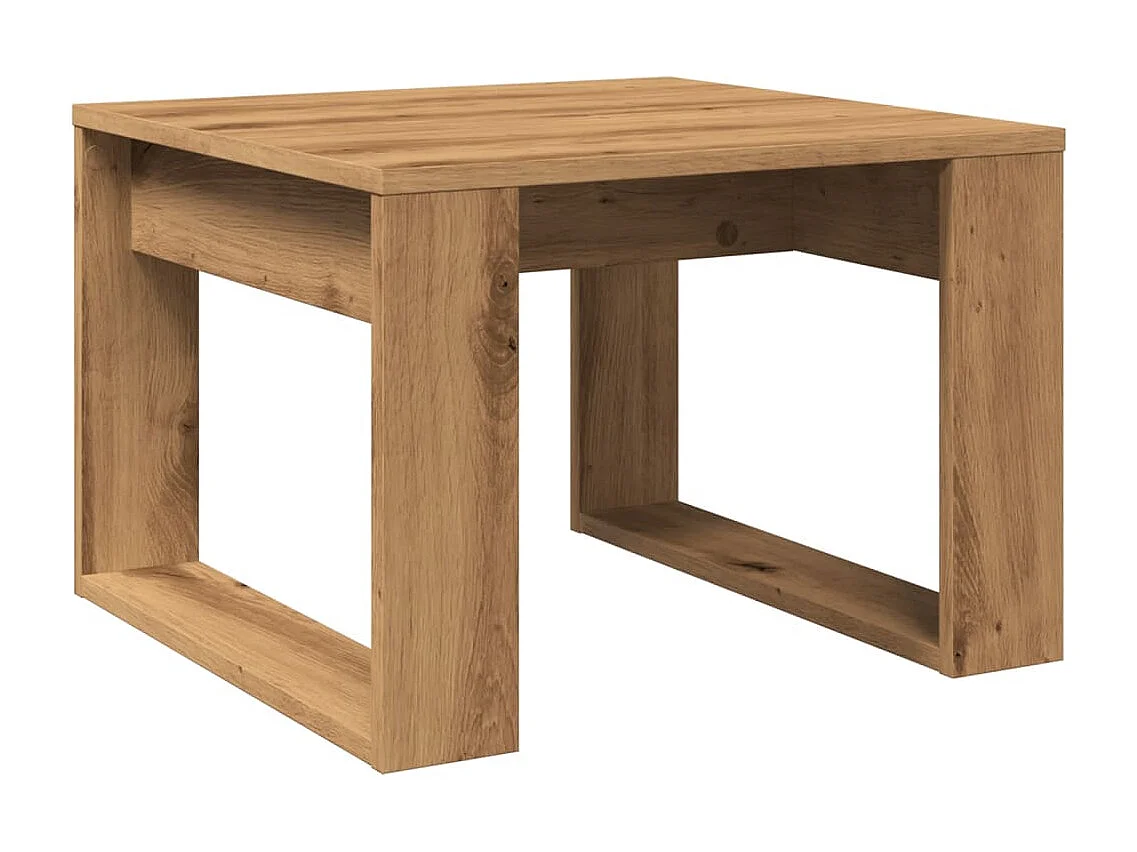 Bijzettafel | Salontafel | Woonkamertafel 50x50x35 cm bewerkt hout artisanaal eikenkleurig