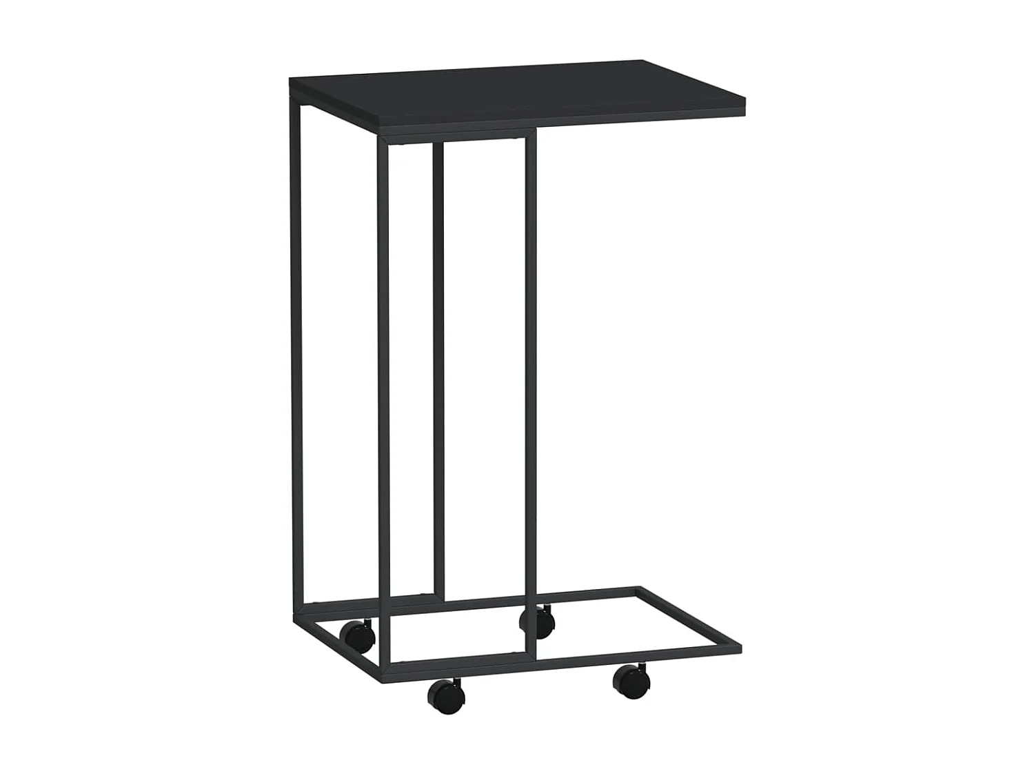 Bijzettafel | Salontafel | Woonkamertafel met wieltjes 40x30x63,5 bewerkt hout zwart