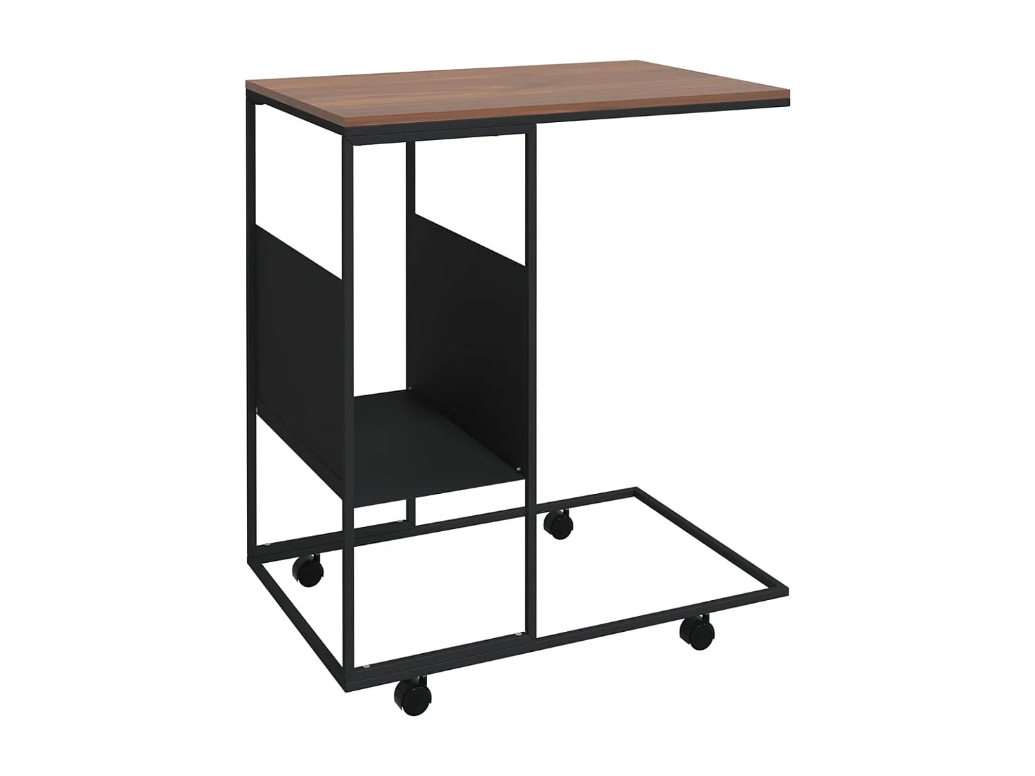 Bijzettafel | Salontafel | Woonkamertafel met wieltjes 55x36x63,5 cm bewerkt hout zwart