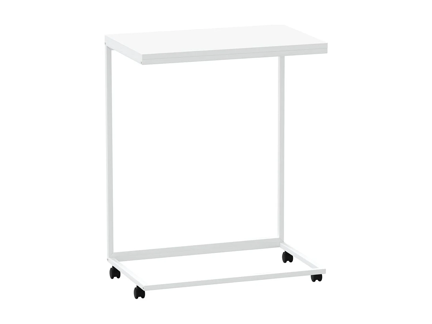 Bijzettafel | Salontafel | Woonkamertafel met wieltjes 55x35x70 cm bewerkt hout wit