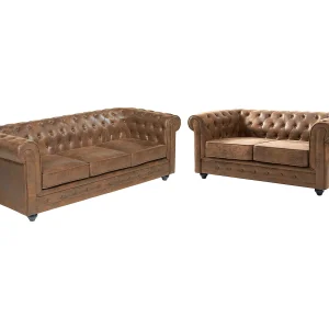 Bankstel CHESTERFIELD van microvezel met vintage look – Koop nu in je online meubelshop Bankstel CHESTERFIELD van microvezel met vintage look – Koop nu in je online meubelshop