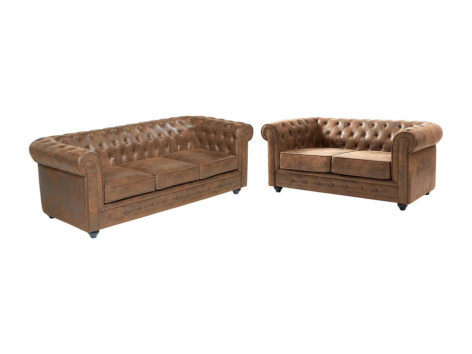 Bankstel CHESTERFIELD van microvezel met vintage look – Koop nu in je online meubelshop
