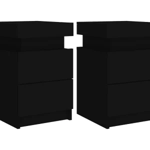Barry John Nachtkastjes met LED-verlichting 2 st 35x39x55 cm zwart Barry John Nachtkastjes met LED-verlichting 2 st 35x39x55 cm zwart
