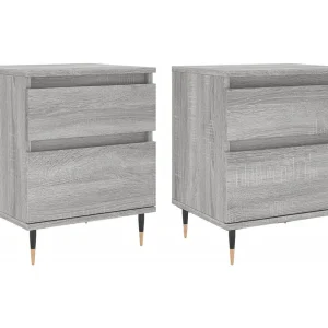 Bastiaan  Nachtkastjes 2 st 40x35x50 cm bewerkt hout grijs sonoma eiken