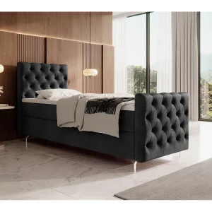 BEDANTE boxspringbed CHESTER PLUS 120×200 donkergrijs met matras H3 en topper bed met opbergruimte, eenpersoonsbed, hotelbed, slaapkamer, met opslag BEDANTE boxspringbed CHESTER PLUS 120×200 donkergrijs met matras H3 en topper bed met opbergruimte, eenpersoonsbed, hotelbed, slaapkamer, met opslag