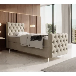 BEDANTE boxspringbed CHESTER PLUS 100×200 beige met matras H3 en topper bed met opbergruimte, eenpersoonsbed, hotelbed, slaapkamer, met opslag BEDANTE boxspringbed CHESTER PLUS 100×200 beige met matras H3 en topper bed met opbergruimte, eenpersoonsbed, hotelbed, slaapkamer, met opslag