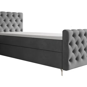 BEDANTE boxspringbed CHESTER PLUS 90×200 grijs met matras H3 en topper bed met opbergruimte, eenpersoonsbed, hotelbed, slaapkamer, met opslag BEDANTE boxspringbed CHESTER PLUS 90×200 grijs met matras H3 en topper bed met opbergruimte, eenpersoonsbed, hotelbed, slaapkamer, met opslag