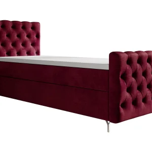 BEDANTE boxspringbed CHESTER PLUS 90×200 rood met matras H3 en topper bed met opbergruimte, eenpersoonsbed, hotelbed, slaapkamer, met opslag BEDANTE boxspringbed CHESTER PLUS 90×200 rood met matras H3 en topper bed met opbergruimte, eenpersoonsbed, hotelbed, slaapkamer, met opslag