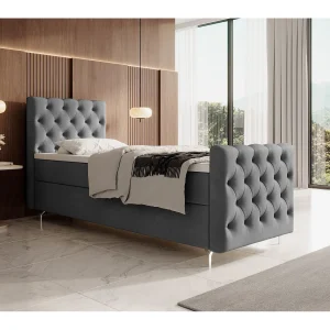 BEDANTE boxspringbed CHESTER PLUS 120×200 grijs met matras H3 en topper bed met opbergruimte, eenpersoonsbed, hotelbed, slaapkamer, met opslag BEDANTE boxspringbed CHESTER PLUS 120×200 grijs met matras H3 en topper bed met opbergruimte, eenpersoonsbed, hotelbed, slaapkamer, met opslag