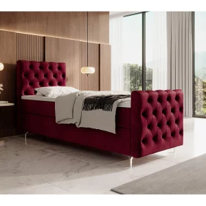 BEDANTE boxspringbed CHESTER PLUS 100×200 rood met matras H3 en topper bed met opbergruimte, eenpersoonsbed, hotelbed, slaapkamer, met opslag BEDANTE boxspringbed CHESTER PLUS 100×200 rood met matras H3 en topper bed met opbergruimte, eenpersoonsbed, hotelbed, slaapkamer, met opslag