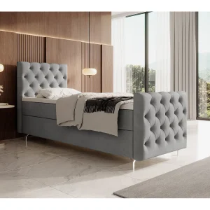 BEDANTE boxspringbed CHESTER PLUS 120×200 lichtgrijs met matras H3 en topper bed met opbergruimte, eenpersoonsbed, hotelbed, slaapkamer, met opslag BEDANTE boxspringbed CHESTER PLUS 120×200 lichtgrijs met matras H3 en topper bed met opbergruimte, eenpersoonsbed, hotelbed, slaapkamer, met opslag