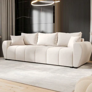 BEDANTE BANK MOLISA met slaapfunctie ITAKA 16 Crème – Bank met opbergruimte, bedkist, woonkamerbank, sofa, slaapbank, bank met kist, bedbank