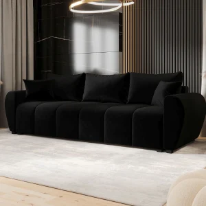 BEDANTE BANK MOLISA met slaapfunctie ITAKA 15 Zwart – Bank met opbergruimte, bedkist, woonkamerbank, sofa, slaapbank, bank met kist, bedbank