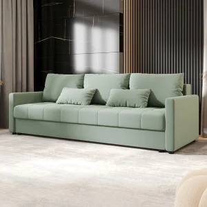 BEDANTE BANK MOS BIS met slaapfunctie COSMIC 16 Lichtgroen – Bank met opbergruimte, bedkist, woonkamerbank, sofa, slaapbank, bank met kist, bedbank
