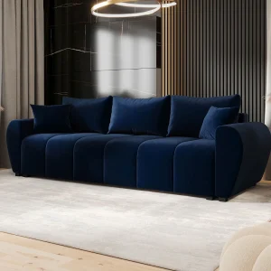 BEDANTE BANK MOLISA met slaapfunctie ITAKA 11 Donkerblauw – Bank met opbergruimte, bedkist, woonkamerbank, sofa, slaapbank, bank met kist, bedbank