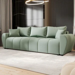 BEDANTE BANK MOLISA met slaapfunctie COSMIC 16 Lichtgroen – Bank met opbergruimte, bedkist, woonkamerbank, sofa, slaapbank, bank met kist, bedbank