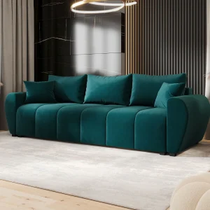 BEDANTE BANK MOLISA met slaapfunctie ITAKA 39 Turquoise – Bank met opbergruimte, bedkist, woonkamerbank, sofa, slaapbank, bank met kist, bedbank