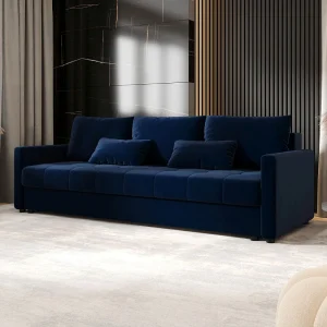 BEDANTE BANK MOS BIS met slaapfunctie ITAKA 11 Donkerblauw – Bank met opbergruimte, bedkist, woonkamerbank, sofa, slaapbank, bank met kist, bedbank