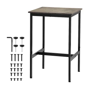 Bartafel SucceBuy, 61 x 61 x 91,4 cm, Hoge Pubtafel met Stevig Metalen Frame, Smal en Lang Cocktailbarblad, voor Keuken, Woonkamer Bartafel SucceBuy, 61 x 61 x 91,4 cm, Hoge Pubtafel met Stevig Metalen Frame, Smal en Lang Cocktailbarblad, voor Keuken, Woonkamer