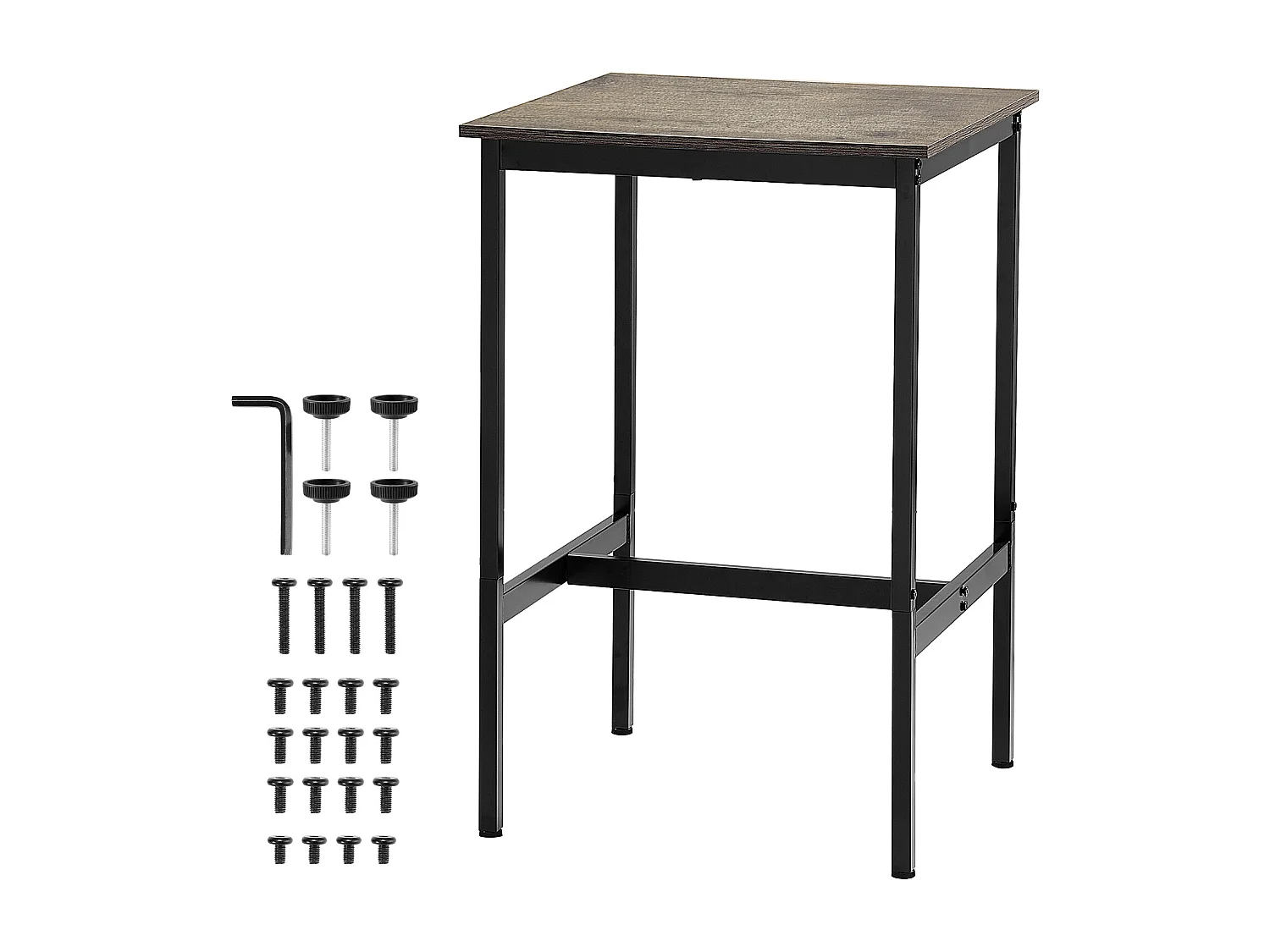 Bartafel SucceBuy, 61 x 61 x 91,4 cm, Hoge Pubtafel met Stevig Metalen Frame, Smal en Lang Cocktailbarblad, voor Keuken, Woonkamer