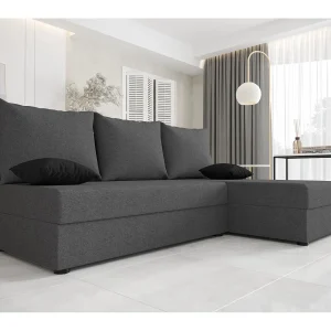 BEDANTE hoekbank HEWLET L Sawana 05 rechts grijs met slaapfunctie L-vormige bank met opbergruimte bedbox woonkamerbank bank bank slaapbank bedbox slaapbank