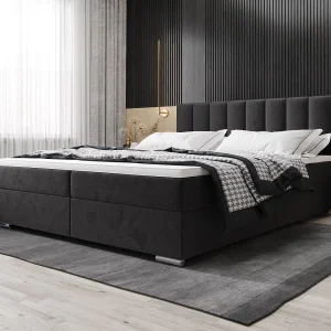 BEDANTE Boxspringbett ZILANO2 160×200 Itaka 27 Dunkelgrau bed bedkasten tweepersoonsbed hotelbed topper matras slaapkamer opbergruimte