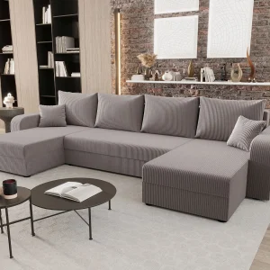 BEDANTE woonlandschap HEWLET U BIS Zoom 19 grijs met slaapfunctie U-vormige bank met opbergruimte bedbox woonkamerbank bank sofa slaapbank bedbox slaapbank