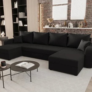BEDANTE woonlandschap HEWLET U BIS Sawana 05 grijs met slaapfunctie U-vormige bank met opbergruimte bedbox woonkamerbank bank sofa slaapbank bedbox slaapbank