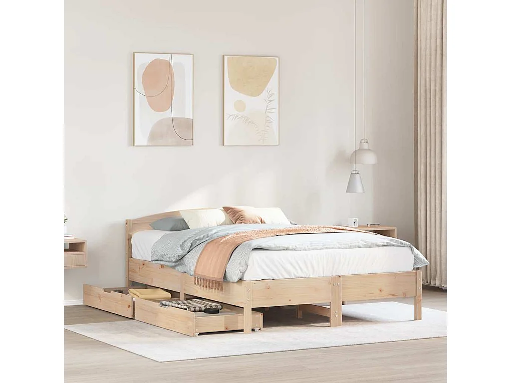Bedframe zonder matras massief grenenhout 140x190 cm