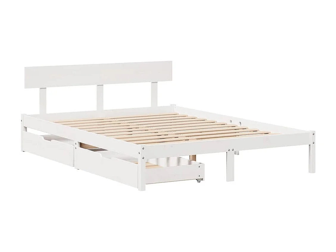 Bedframe zonder matras massief grenenhout wit 160x200 cm